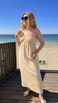 ROBE GAZE DE COTON BEIGE VANILLE - CÉLESTE