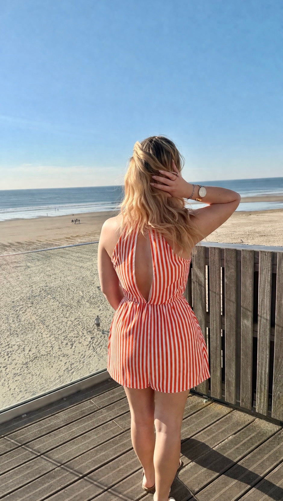 ROBE BOULE RAYÉE ORANGE/BLANCHE - AURA