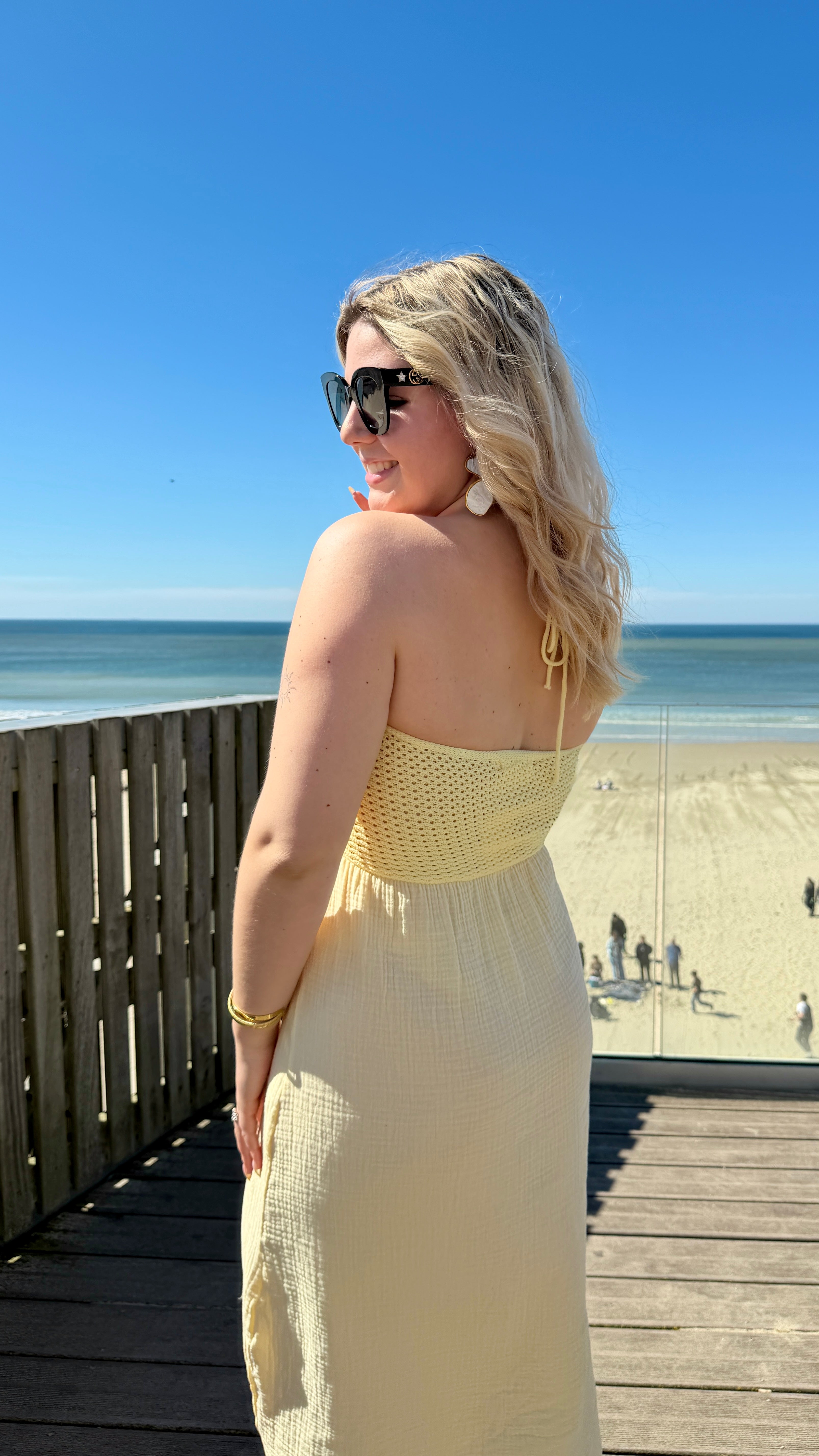 ROBE GAZE DE COTON JAUNE - CÉLESTE