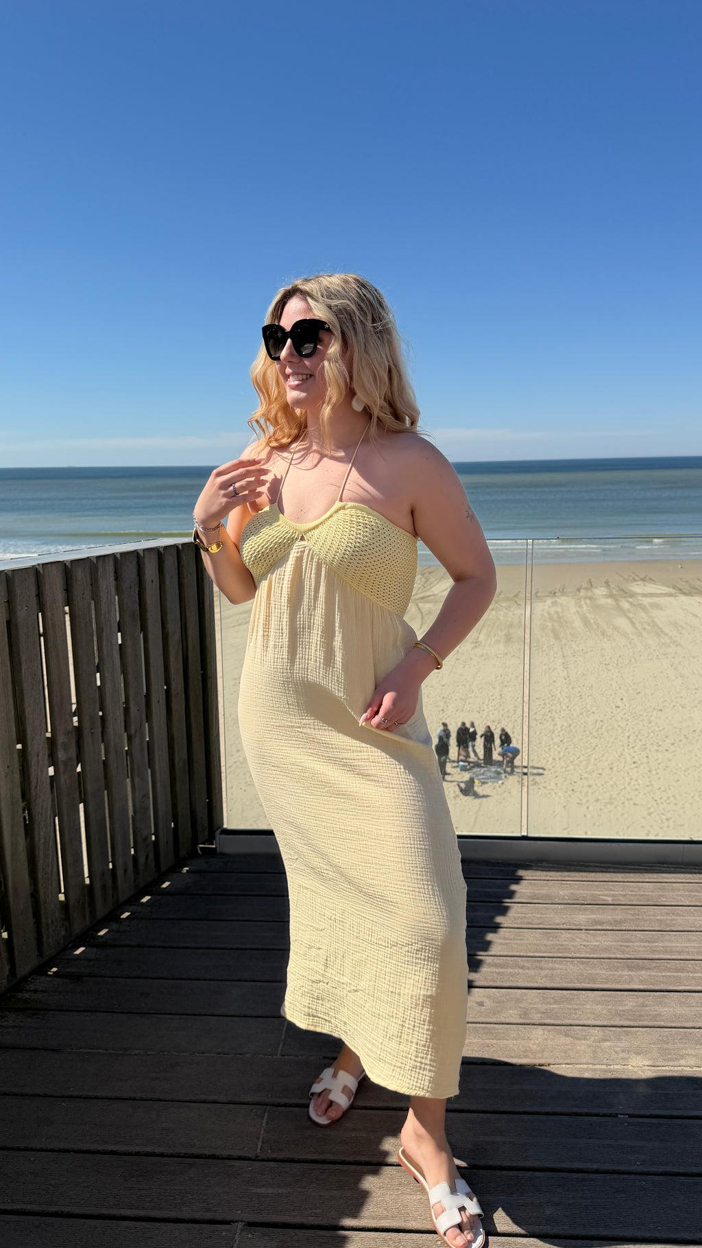 ROBE GAZE DE COTON JAUNE - CÉLESTE