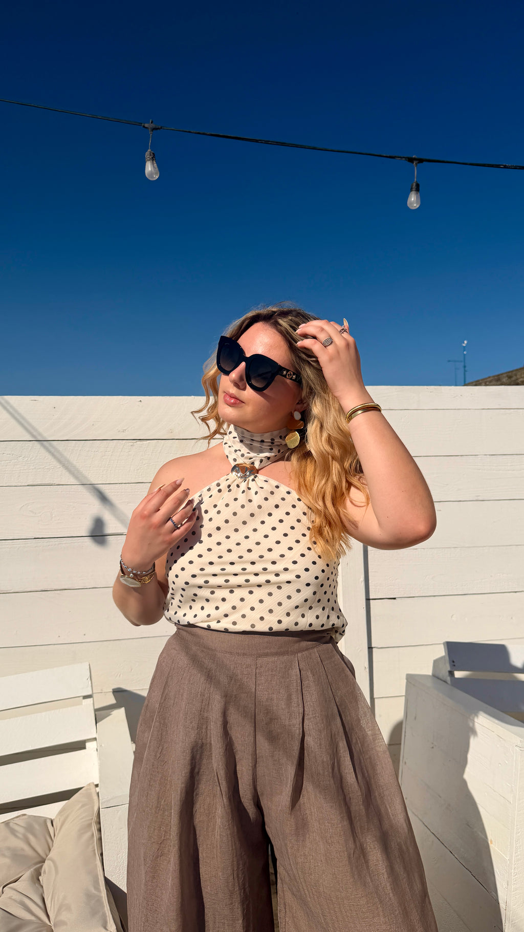 TOP DOS NU À POIS BLANC - BIANCA