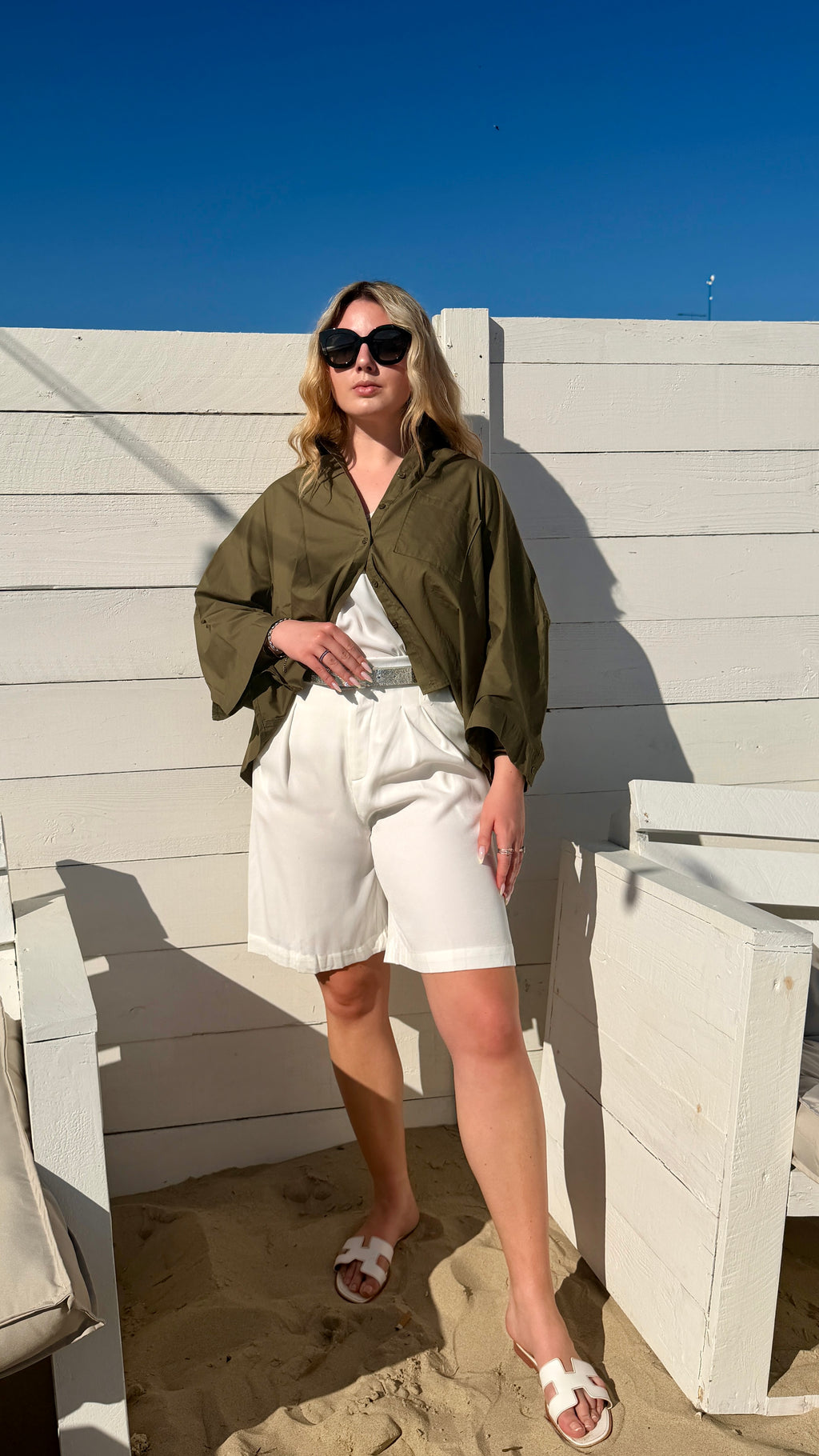 BERMUDA À PINCES BLANC - ANNE