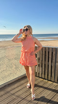 ROBE BOULE RAYÉE ORANGE/BLANCHE - AURA