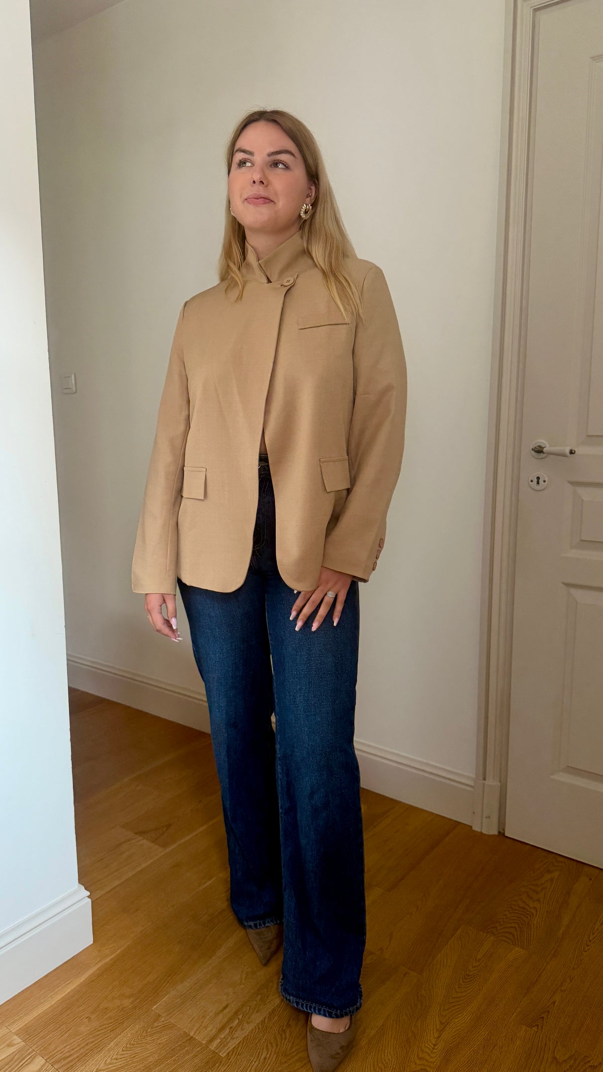 VESTE ASYMÉTRIQUE CAMEL - ANDRÉA