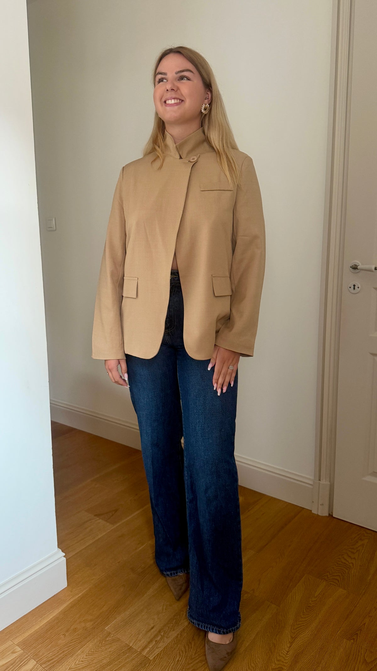 VESTE ASYMÉTRIQUE CAMEL - ANDRÉA