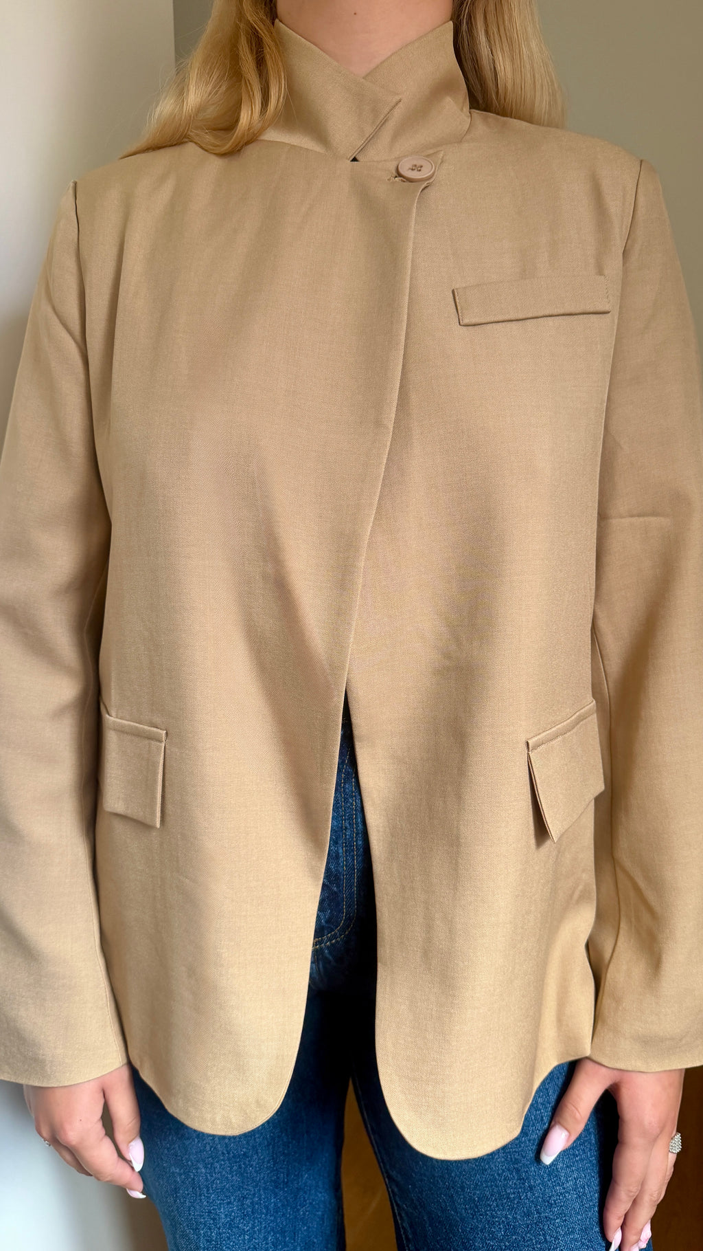 VESTE ASYMÉTRIQUE CAMEL - ANDRÉA