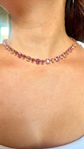 COLLIER RAS DE COU STRASS CRISTAL VIOLET ET MÈTAL PLAQUAGE OR - CARLA