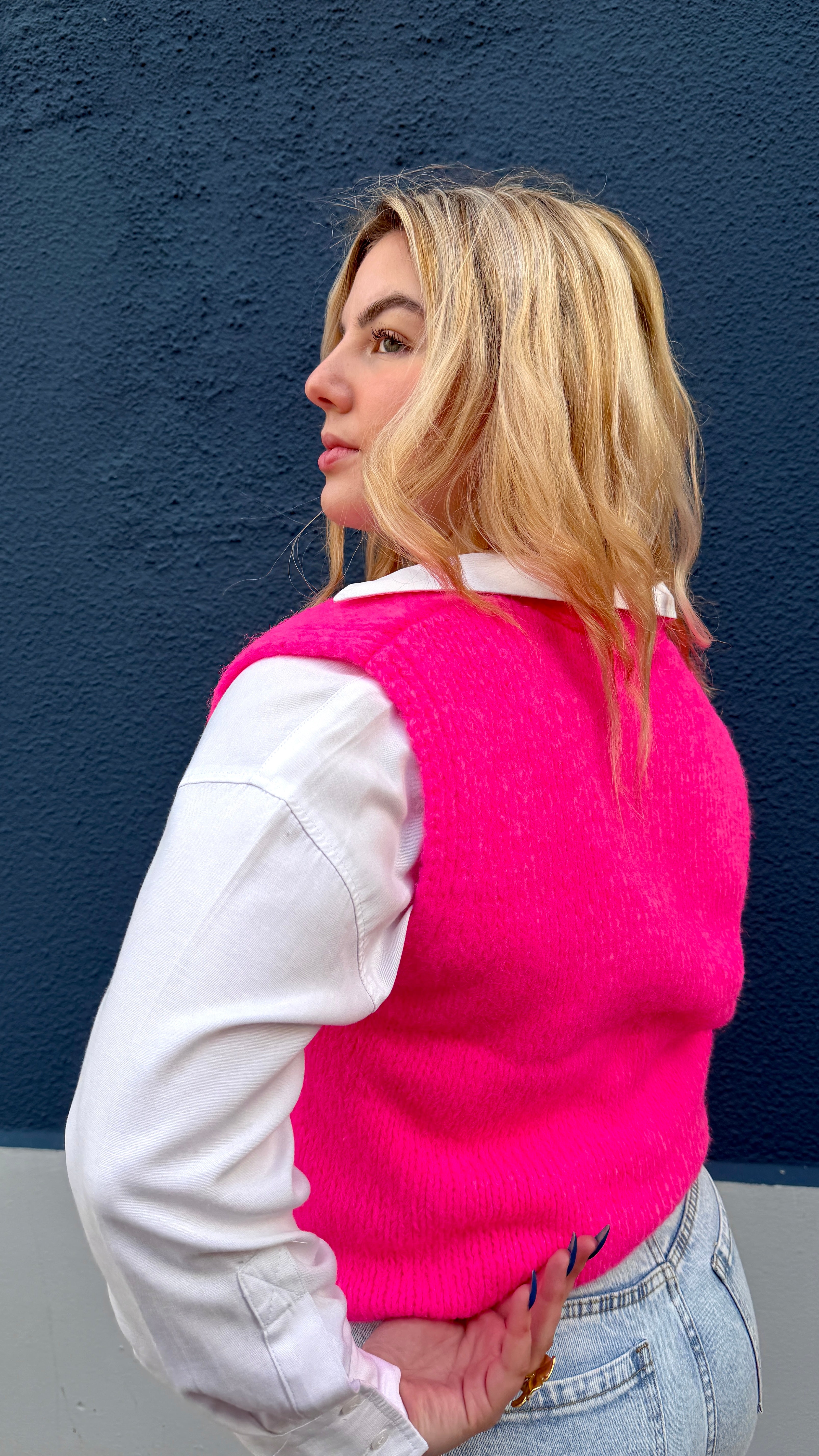 PULL SANS MANCHE ROSE - MAÉ