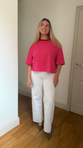 T-SHIRT À RAYURE ROSE/ROUGE - ÉNOLA