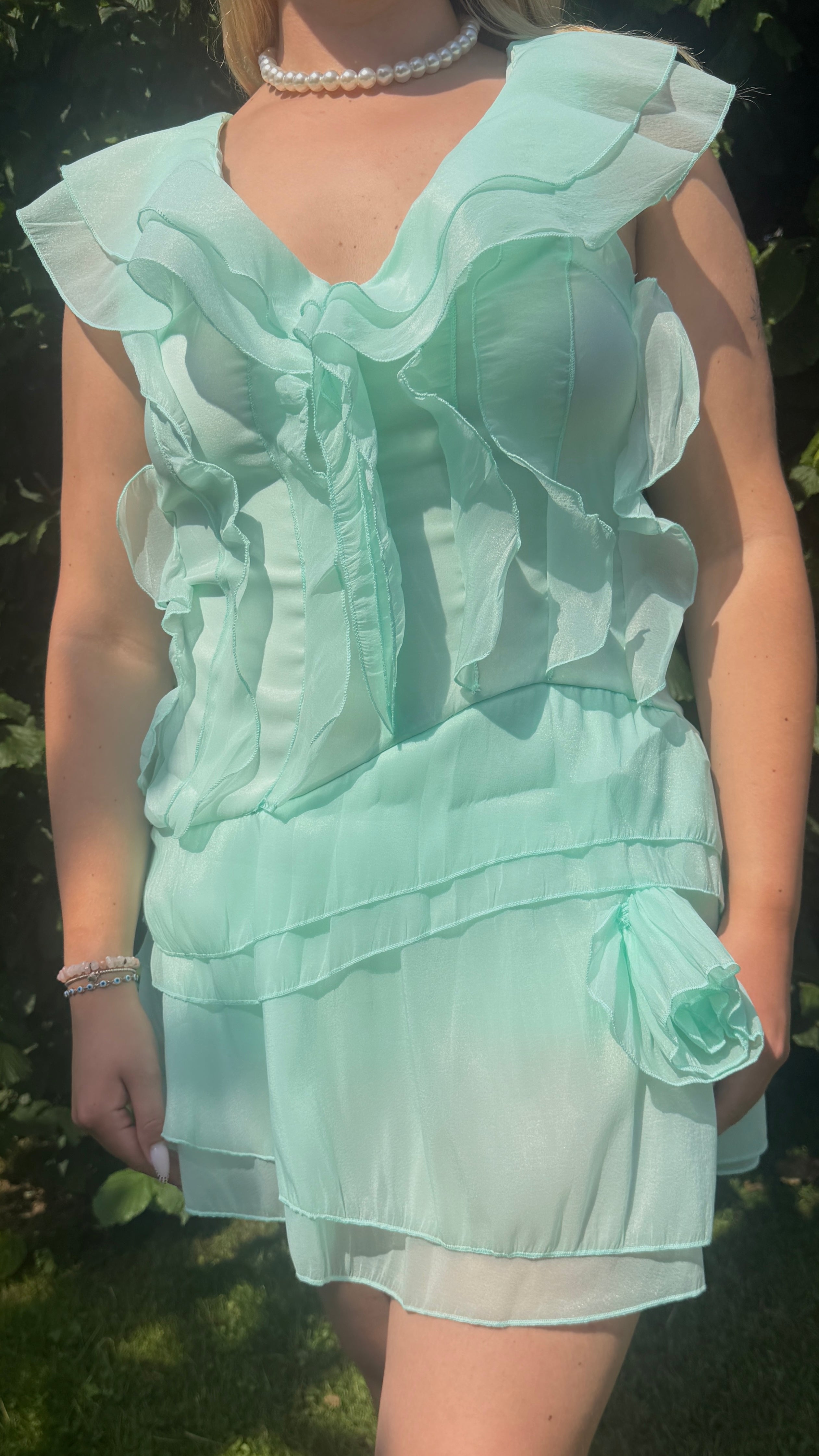 ROBE SHORT VERT PASTEL - LUCIE