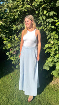 JUPE LONGUE VICHY BLEU - LOU