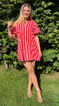 ROBE À MANCHES BOUFFANTES ROSE/ROUGE- BIANCA