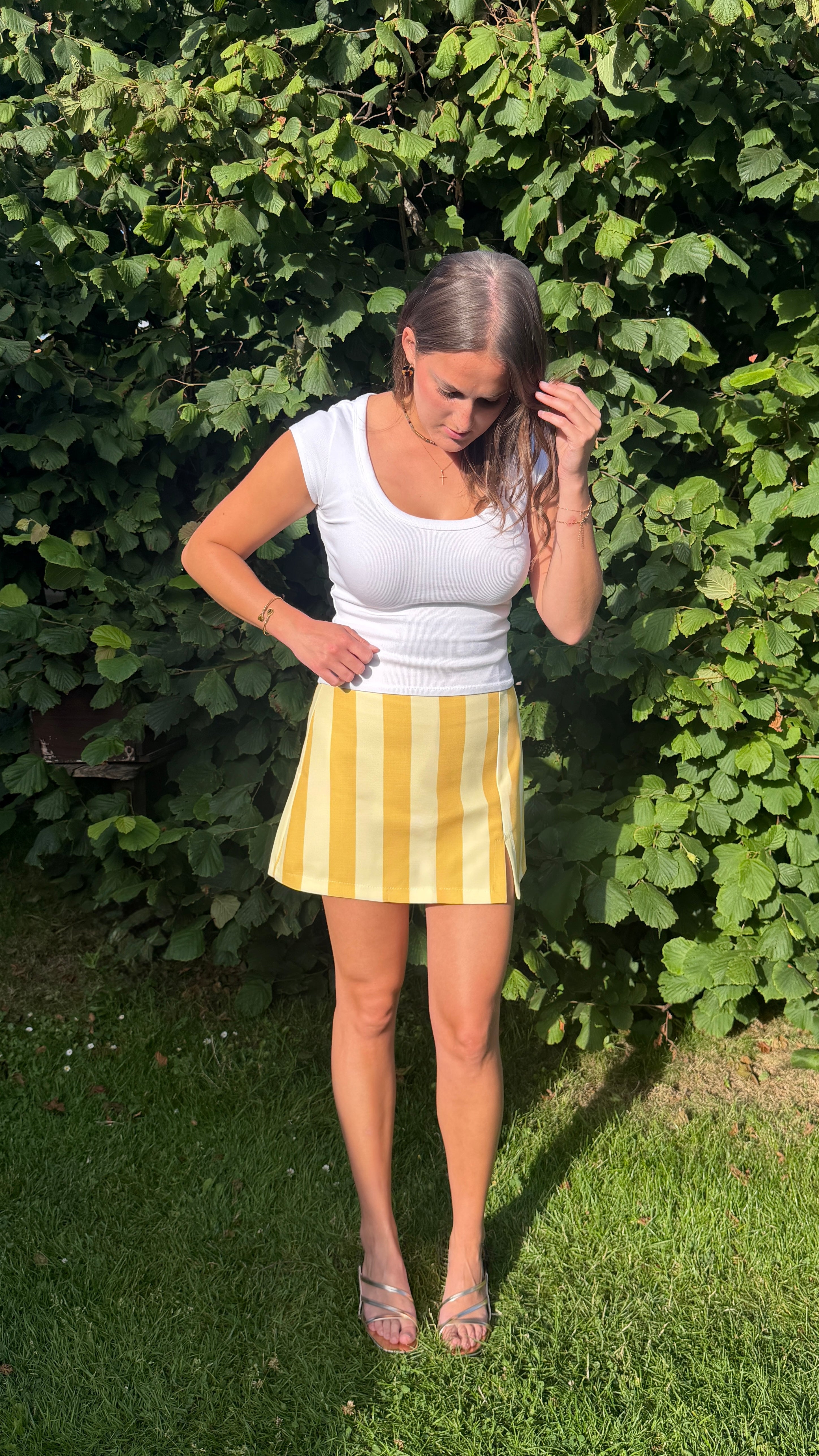JUPE-SHORT À RAYURES JAUNE - ADÈLE