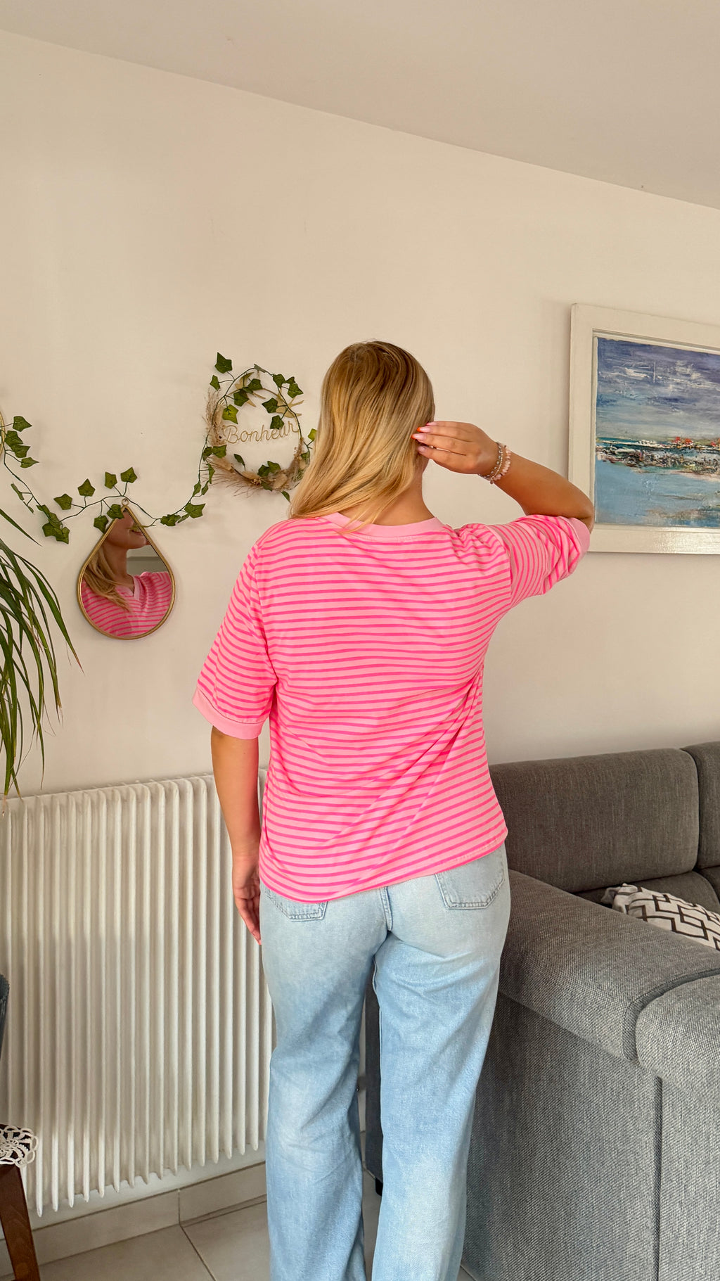 T-SHIRT À RAYURES ROSE/BLANCHE - CHLOÉ